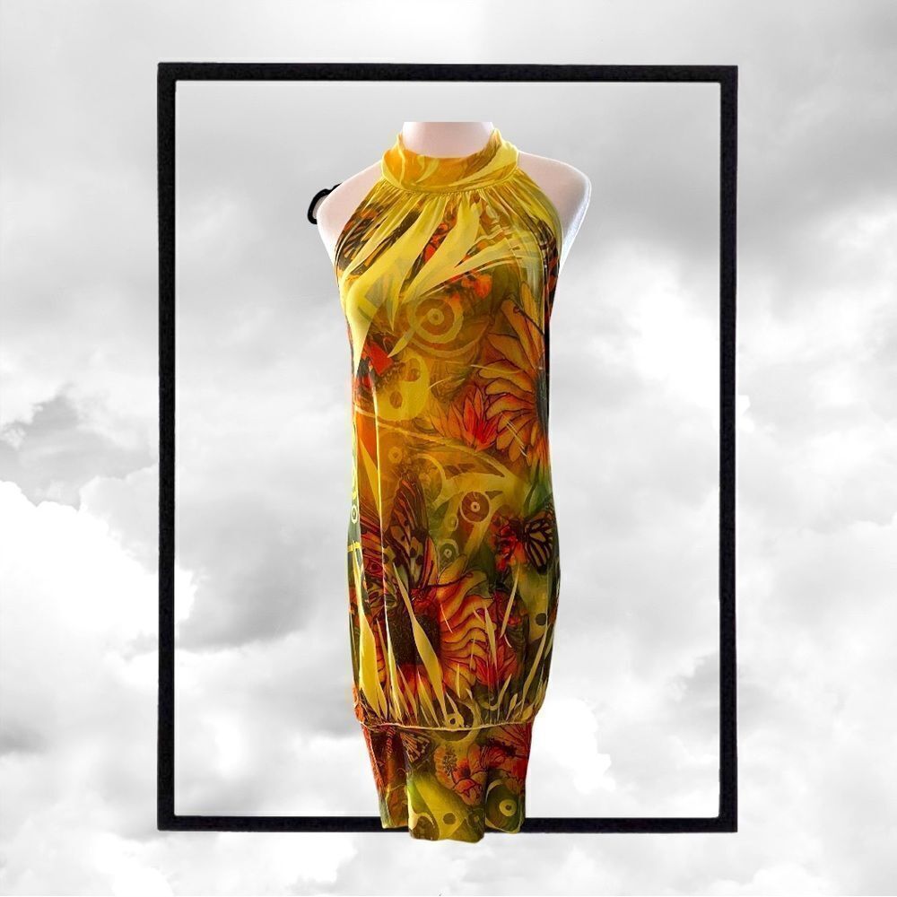 ‎COLORFUL HALTER FORM FITTING DRESS
